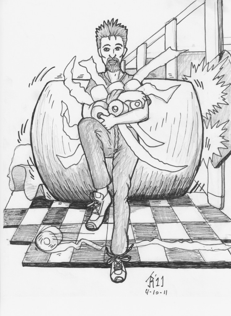 Artist Nikki Stack's translation of a film still of Paul J. Alessi from "A Guy Named Murphy".